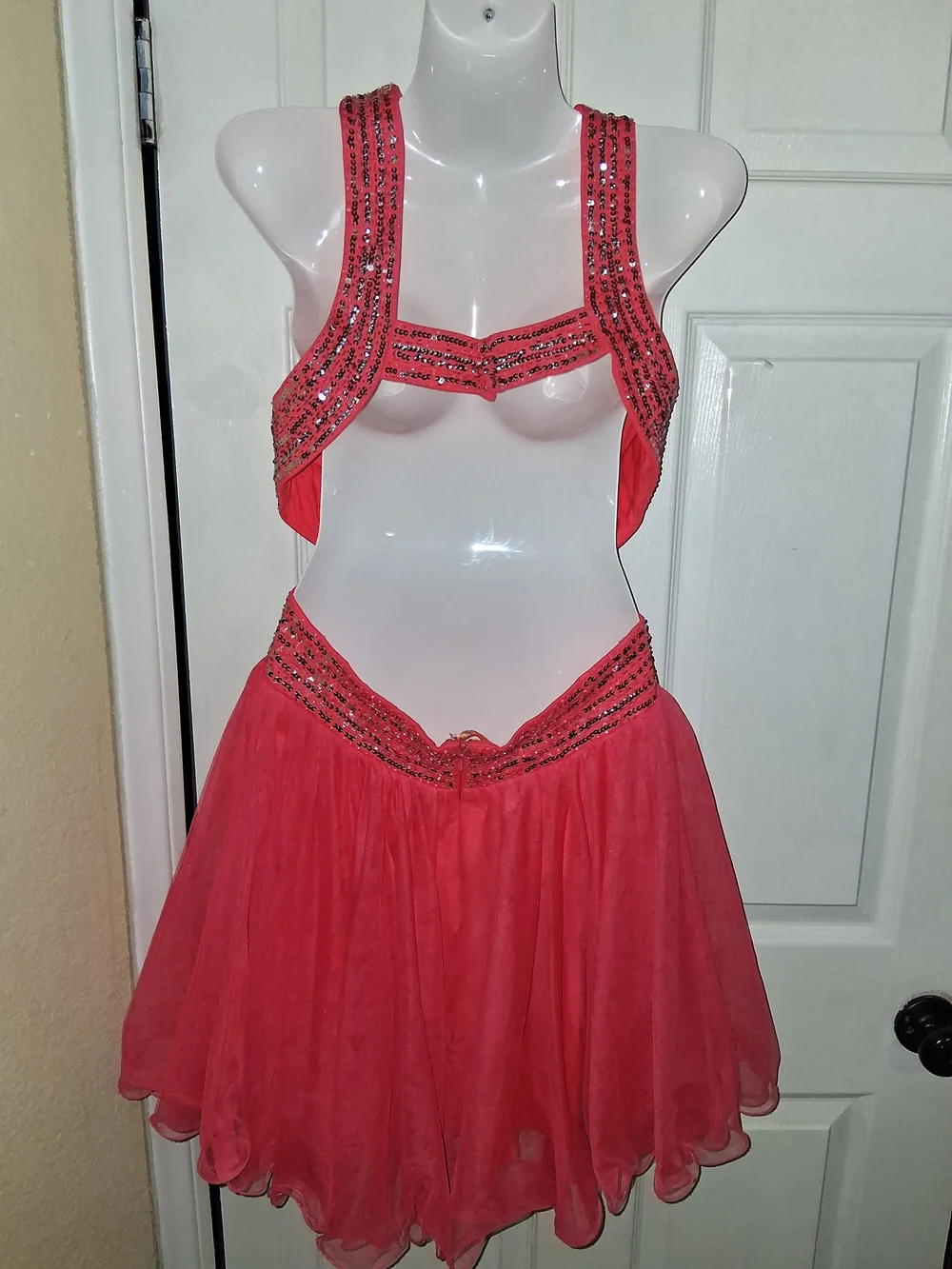 Blondie Nites Vtg Y2K Pink Beaded Halter Keyhole Prom Cocktail Dress